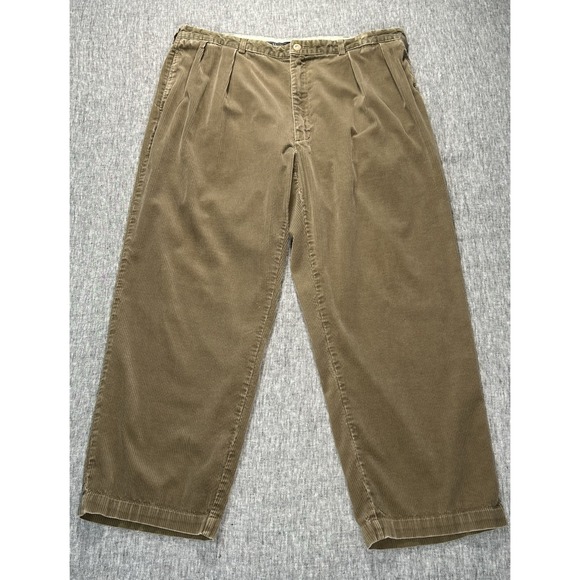 Polo Ralph Lauren Andrew Pants Mens 40 x 32 Beige Pleated Corduroy Chinos - Picture 1 of 16